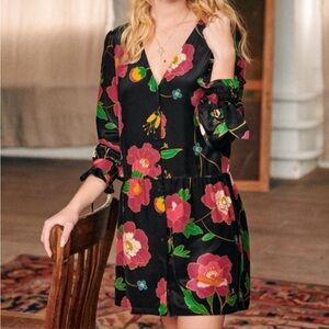 Sezane Black Floral Dress